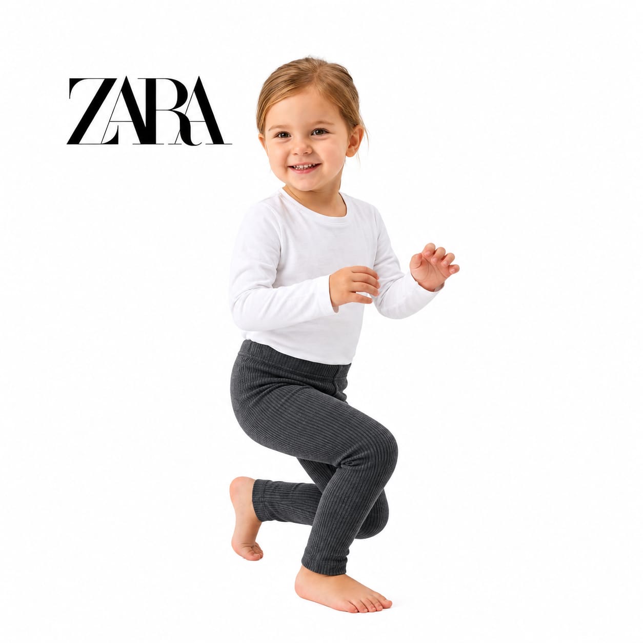 ZARA BLACK RIBBED WARM LEGGINGS