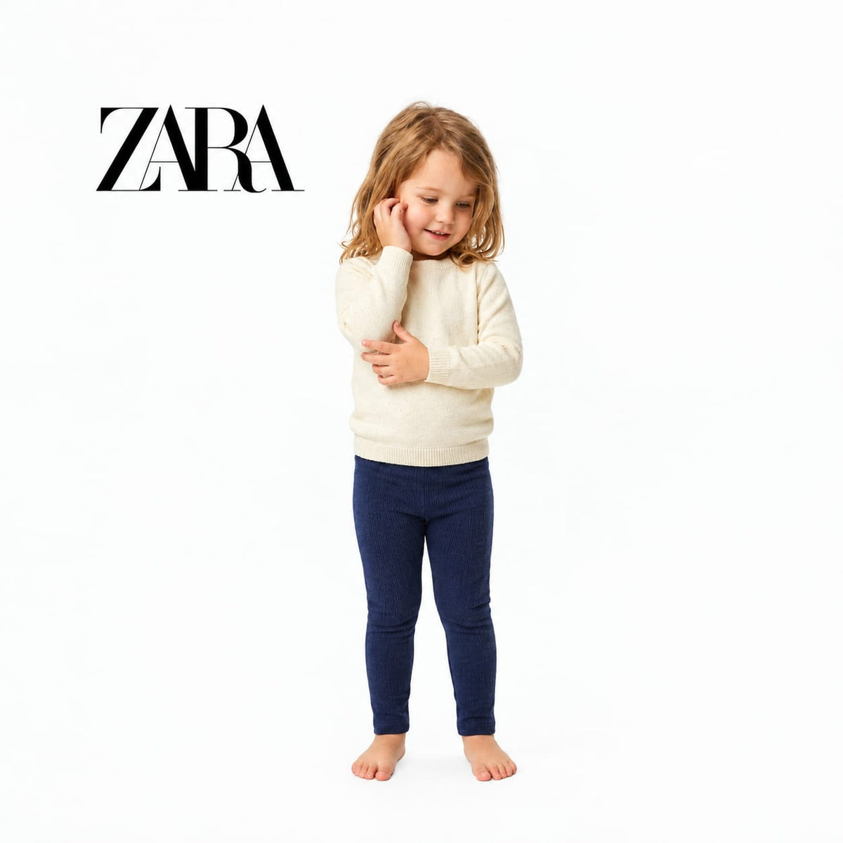 ZARA NAVY RIBBED WARM LEGGINGS