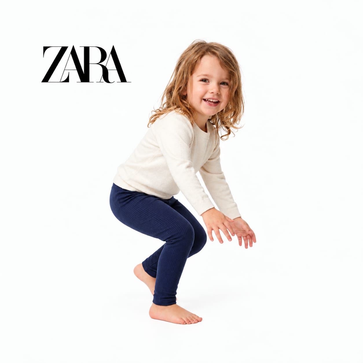 ZARA NAVY RIBBED WARM LEGGINGS