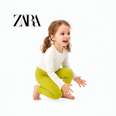 ZARA YELLOW RIBBED WARM LEGGINGS