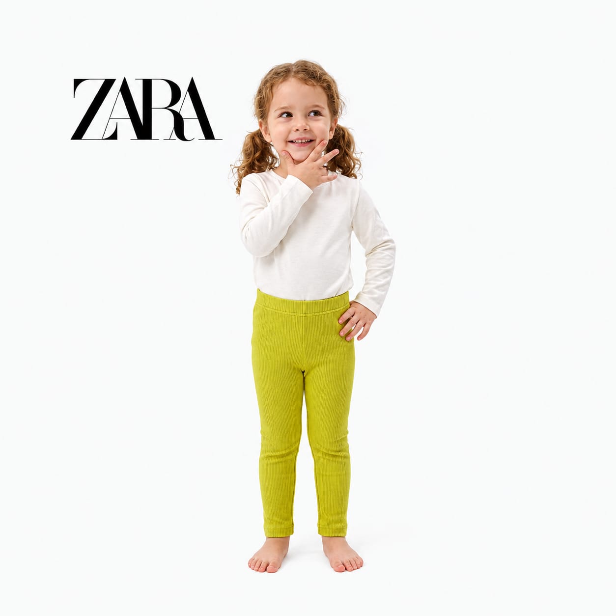 ZARA YELLOW RIBBED WARM LEGGINGS