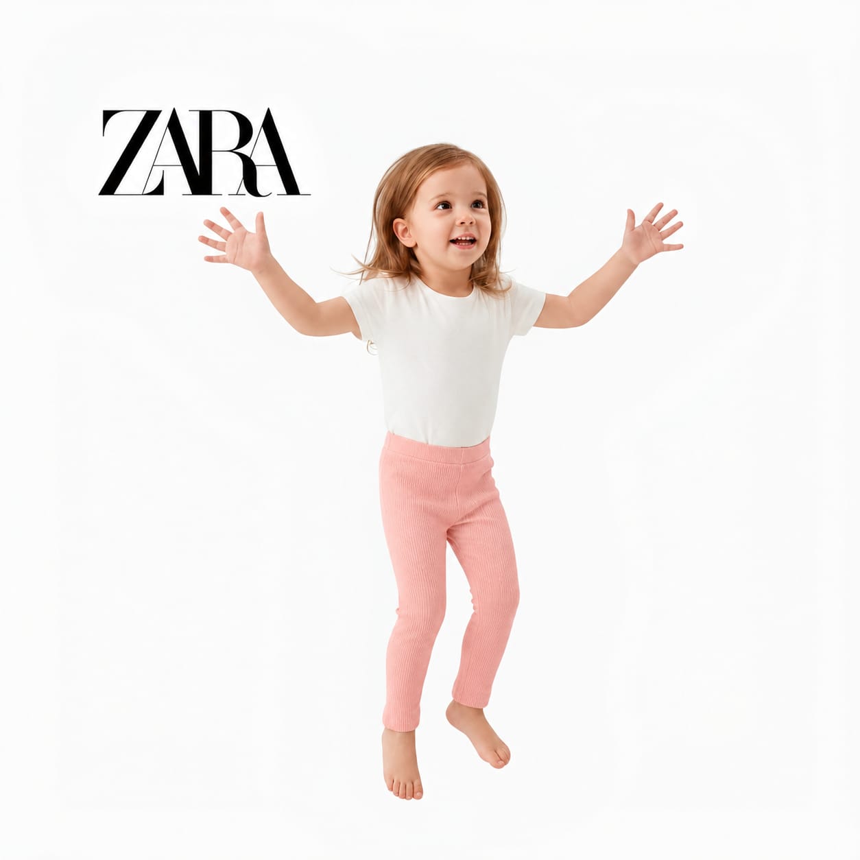 ZARA PEACH RIBBED WARM LEGGINGS