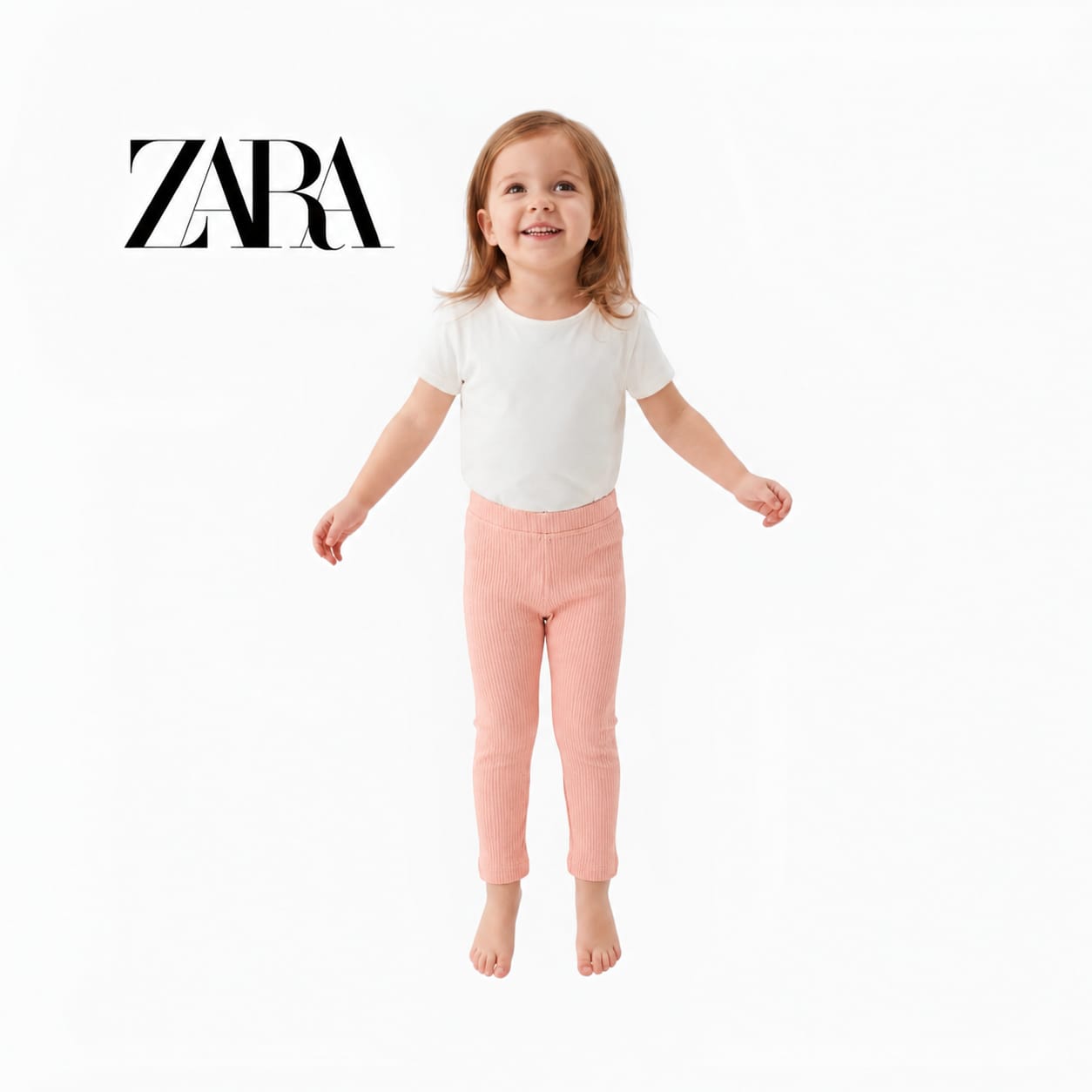 ZARA PEACH RIBBED WARM LEGGINGS