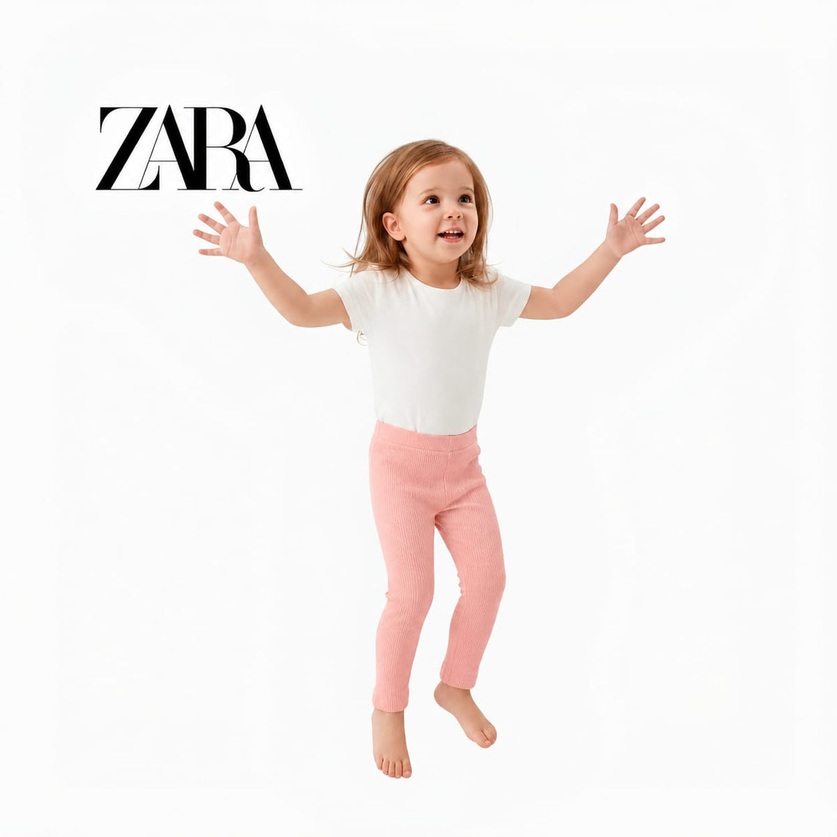 ZARA PEACH RIBBED WARM LEGGINGS