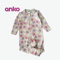 ANKO BABY GIRL ONESIE GREY WITH PASTE PRINT FLOWERS