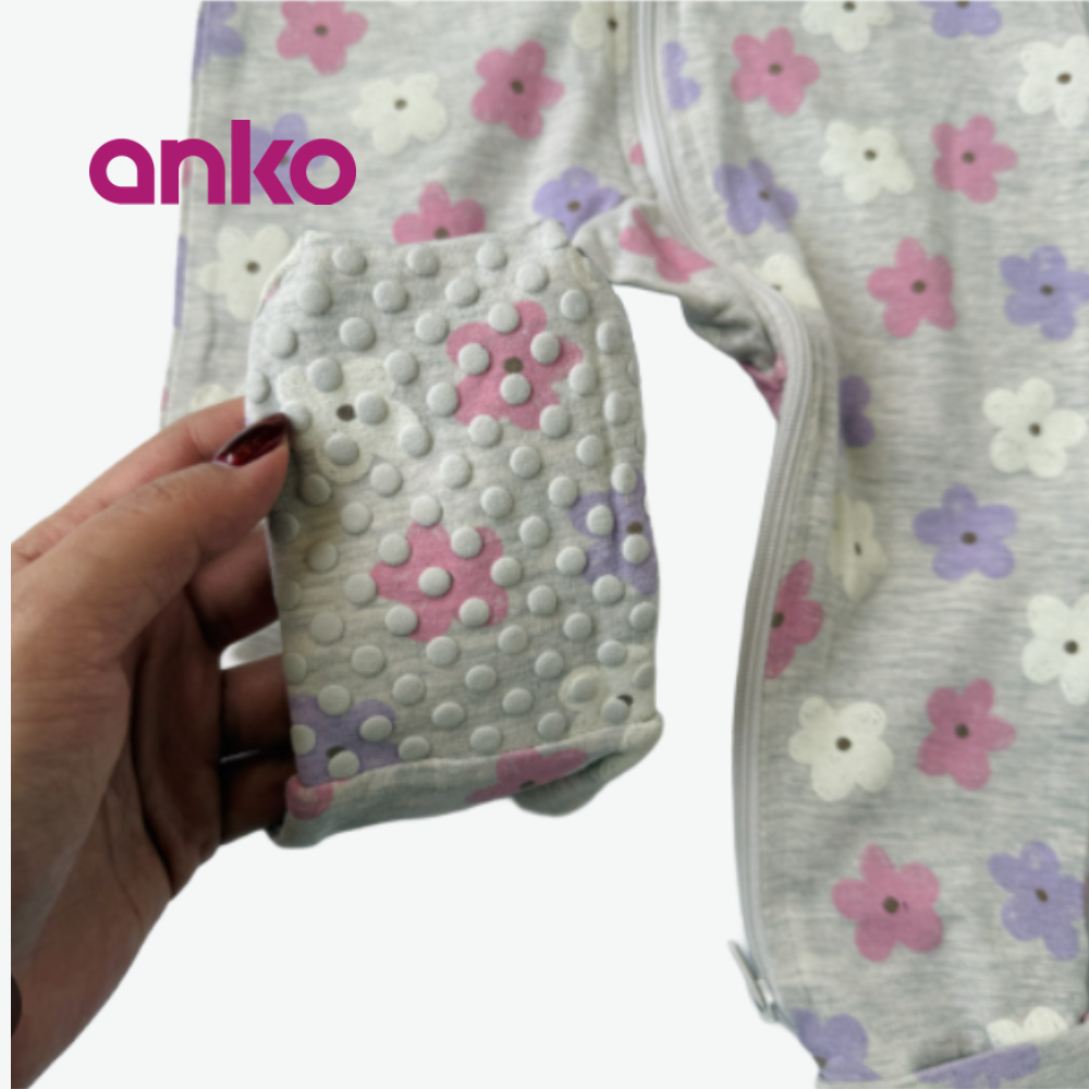 ANKO BABY GIRL ONESIE GREY WITH PASTE PRINT FLOWERS