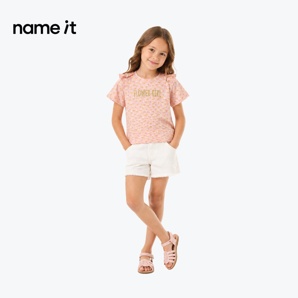 NAME IT T-SHIRT PINK 'FLOWER GIRL'