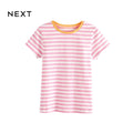 NEXT T-SHIRT PINK STRIPES YELLOW NECKLINE
