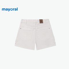 DENIM SHORTS WHITE WITH FLORAL EMBROIDERY