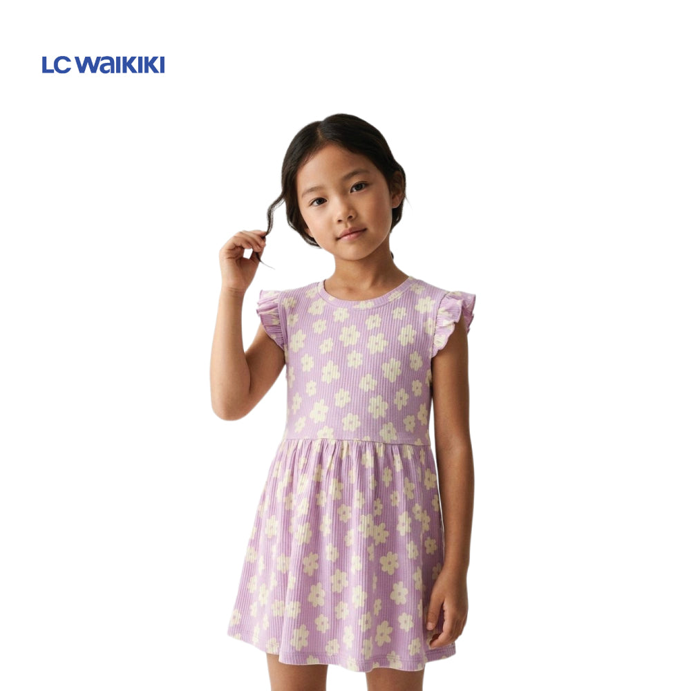 L.C. WAIKIKI FROCK PURPLE WITH WHITE DAISIES