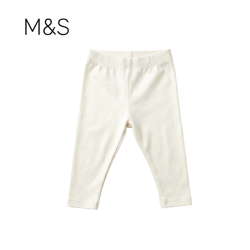 M&S TIGHTS CREAM PLAIN STRAIGHT FIT